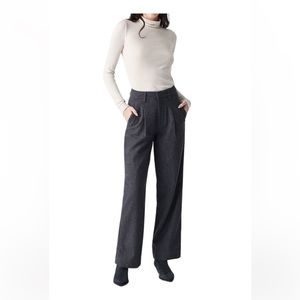 NWT Faherty Rory Pleated Wool Blend Trouser Pants in Charcoal